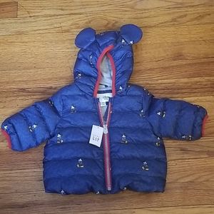 DISNEY GAP BABY PUFFER JACKET 0 TO 6 MONTHS